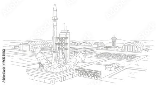 Large Mosque With Minarets Towering High.