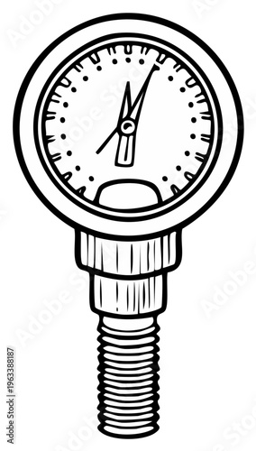 Pressure gauge illustration, measuring instrument, mechanical device