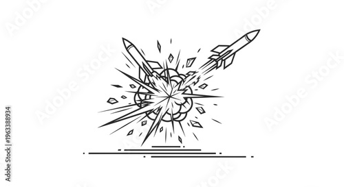 Rocket Ship Blasting Off Into Space.