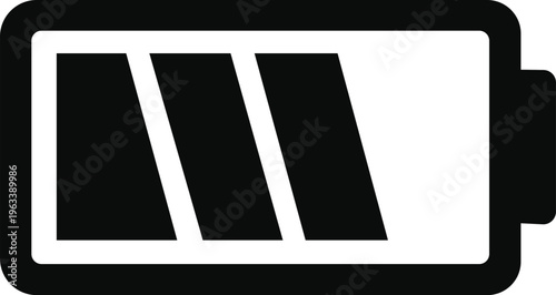 A partially depleted battery icon with three filled segments shown