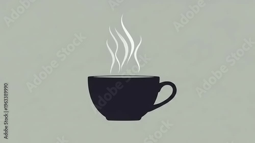 Steaming Coffee Cup Animation Simple Design.