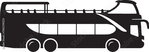 Double decker bus, black silhouette, vector illustration, transportation icon