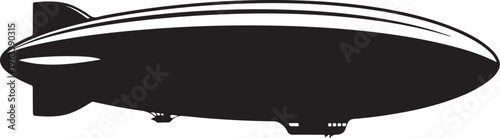 Black blimp, airship, dirigible, vector illustration, aircraft, zeppelin