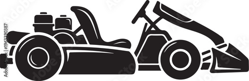 Black go-kart, racing kart, vector silhouette, speedster, karting vehicle