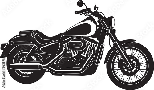 Black motorcycle vector, bike silhouette, motorcycle illustration, chopper design