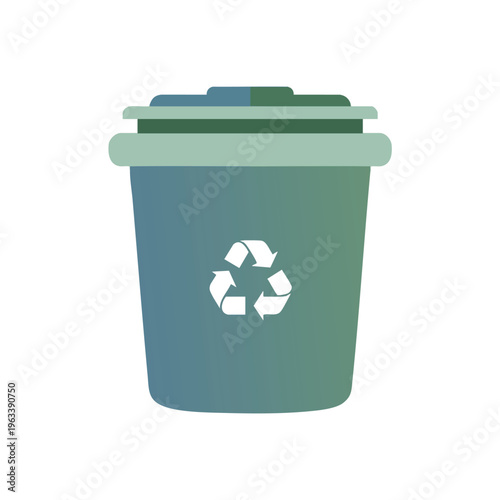 A gradient-colored waste bin with a white recycling symbol