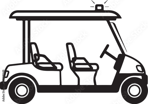 Golf cart, vehicle, transportation, icon, black and white