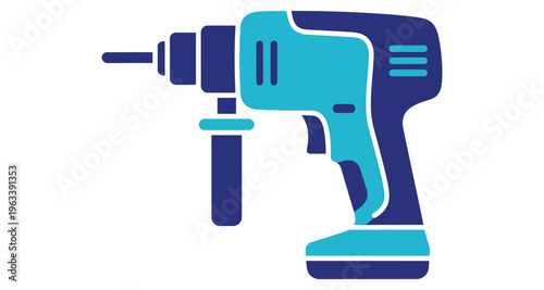Cordless Power Drill with Auxiliary Handle and Chuck Detail Studio Lighting Minimalist Flat Design Style