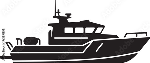 Black boat, vessel, ship, nautical icon, vector graphic