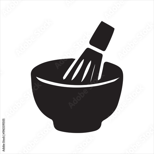  Matcha bowl icon on white background Black silhouette flat icon outline icon