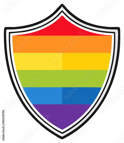 Colorful Pride shield emblem with rainbow stripes isolated on white Free Download Colorful Pride shield emblem with rainbow stripes isolated on white - GFXLoad