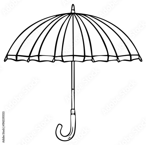 Outlined Umbrella Illustration Showing Rain Protection and Weather Preparedness Concept
