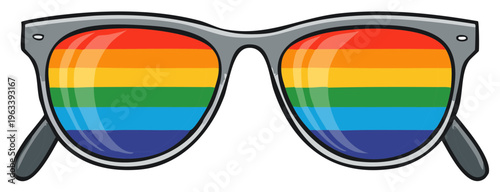 Eyeglasses Reflecting a Rainbow Symbolizing LGBTQ Pride and Identity