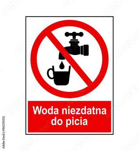 znak zakazujący picia wody z kranu, plik wektorowy
