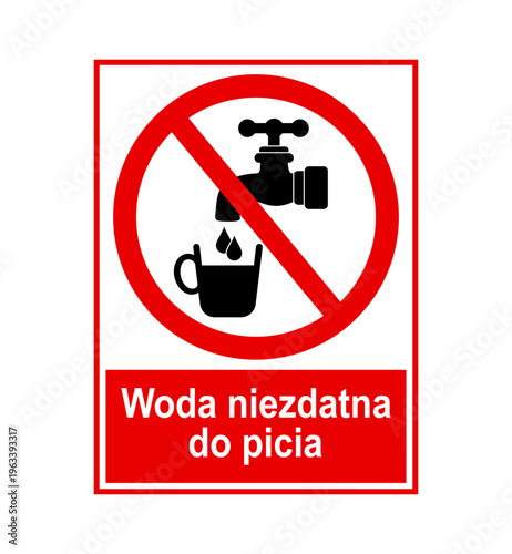 znak zakazujący picia wody z kranu, plik wektorowy