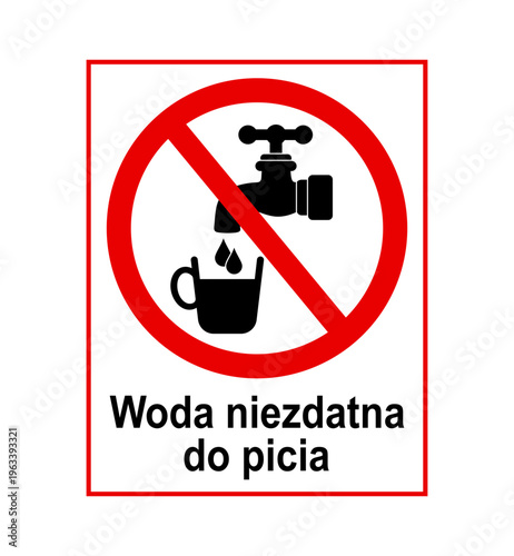 znak zakazujący picia wody z kranu, plik wektorowy
