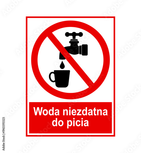 znak zakazujący picia wody z kranu, plik wektorowy