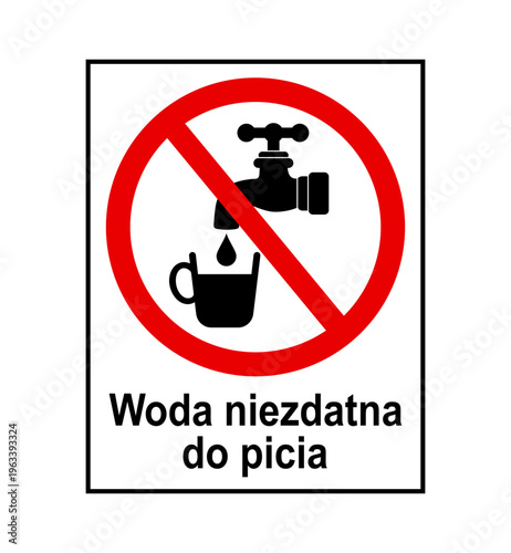 znak zakazujący picia wody z kranu, plik wektorowy
