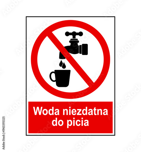 znak zakazujący picia wody z kranu, plik wektorowy