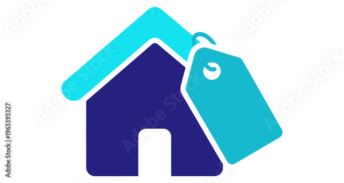 House with Price Tag Real Estate Sale Property Investment Flat Design Clean Vector