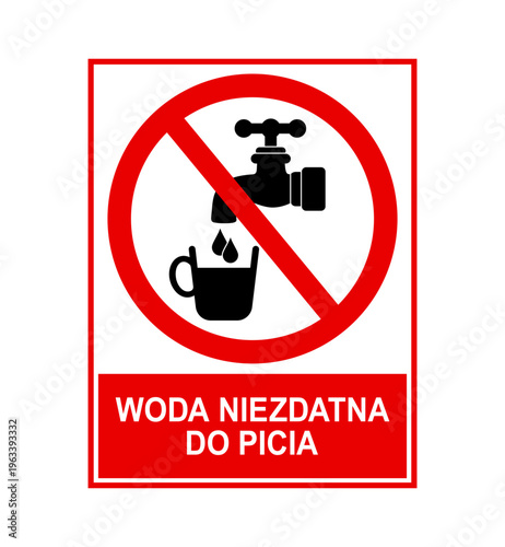 znak zakazujący picia wody z kranu, plik wektorowy
