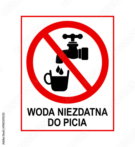 znak zakazujący picia wody z kranu, plik wektorowy