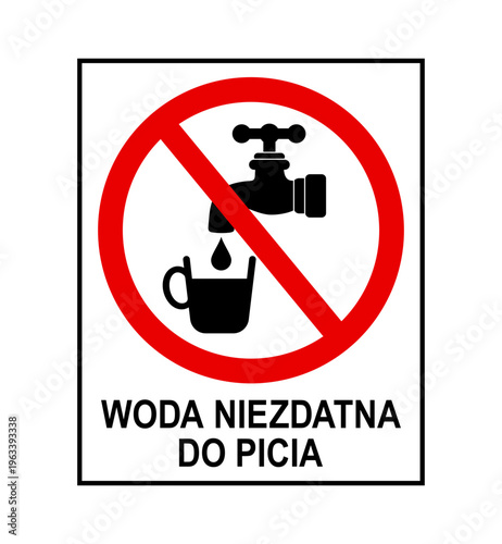znak zakazujący picia wody z kranu, plik wektorowy