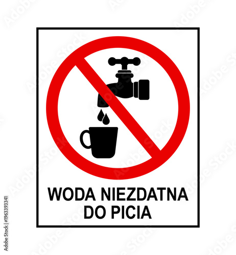 znak zakazujący picia wody z kranu, plik wektorowy