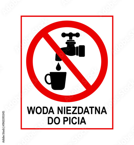 znak zakazujący picia wody z kranu, plik wektorowy