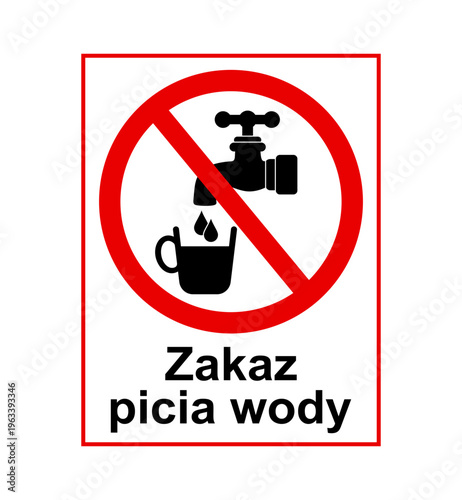 znak zakazujący picia wody z kranu, plik wektorowy