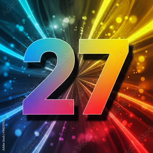 Vibrant digital illustration of the number 27
