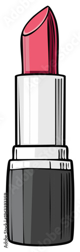 Vector Illustration of a Red Lipstick Tube for Beauty and Makeup Concepts