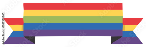 Rainbow colored horizontal ribbon banner representing love diversity equality and pride celebration