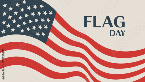 American flag illustration with the words flag day prominently displayed