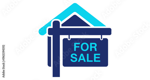 Real Estate For Sale Sign Silhouette Minimalist Flat Design