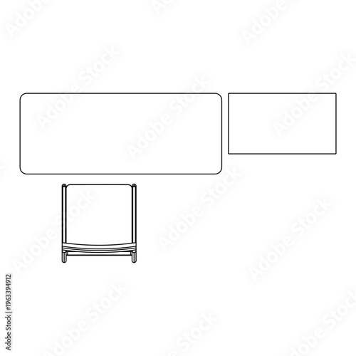 Top view outline of a desk set with table, armchair, and side wardrobe shown in precise plan view highlighting workspace layout and storage placement.