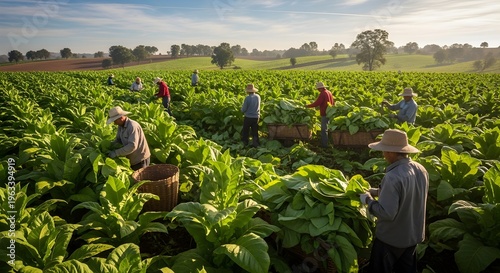 A tobacco field  on the sunshine day