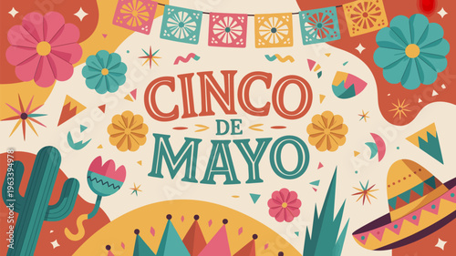 A vibrant cinco de mayo celebration with traditional decorations and festive elements