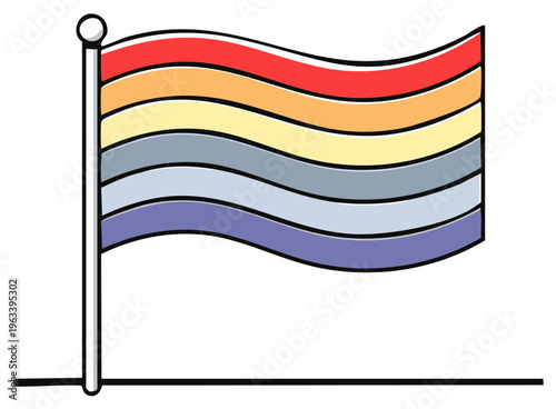 Waving Rainbow Flag on Pole with Stripes Representing Community Diversity and Inclusion