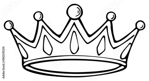 Outlined illustration of a regal crown with ornamental details, perfect for designs.