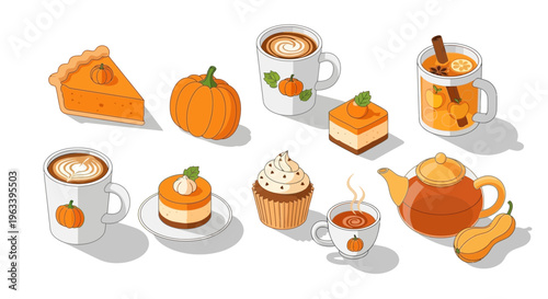 Autumnal Pumpkin Treats and Beverages Collection.