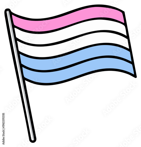 Waving genderfluid pride flag vibrant pink white blue stripes symbol freedom equality support community