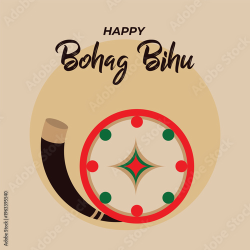 Happy Bohag Bihu Assamese Festival Vector