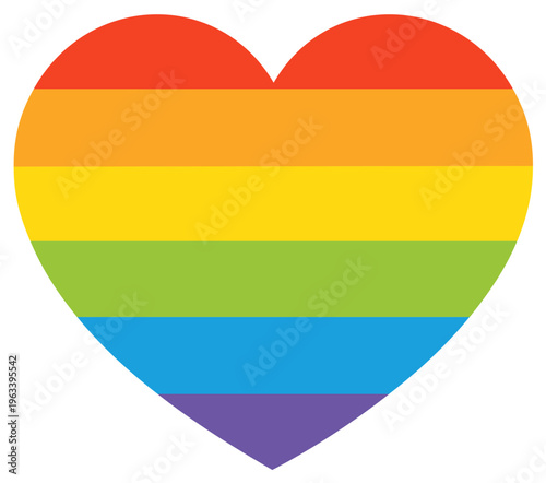 Rainbow Heart Shape Illustration Symbolizing LGBTQ Pride and Love, Vibrant Colors