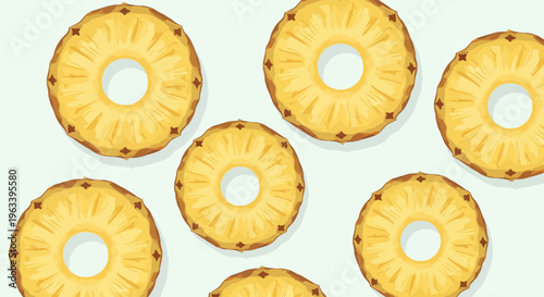 Bright Yellow Pineapple Slices Pattern.