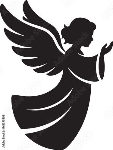A serene angel silhouette -Minimalist Spiritual Winged Angel Silhouette