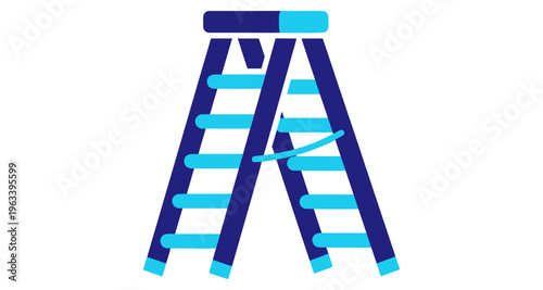 A-Frame Ladder Assembled for Use Minimalist Icon Design Isolated on White Background