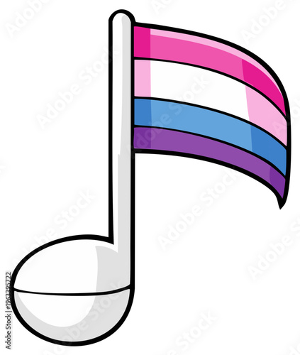 Musical Note Flag with Pride Colors Celebrating Identity and Diversity in Music