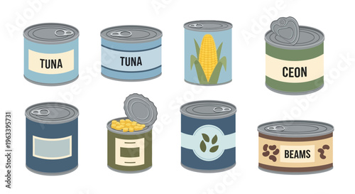 Collection of Assorted Canned Food Items Displayed Clearly.