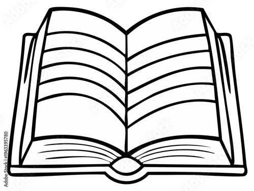 Open Book Illustration Black and White Reading Education Study Textbook Pages